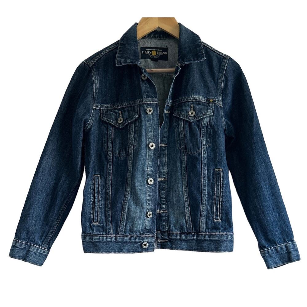 Lucky‎ Brand Size Small The Tomboy Trucker Denim Jacket Dark Wash
